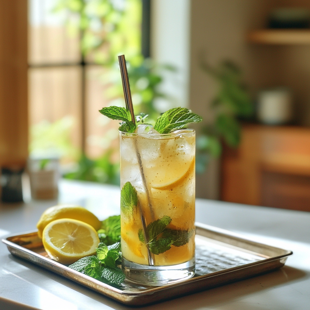 Served Brazilian Mounjaro Drink with Lemon and Mint served brazilian mounjaro recipe with lemon and mint