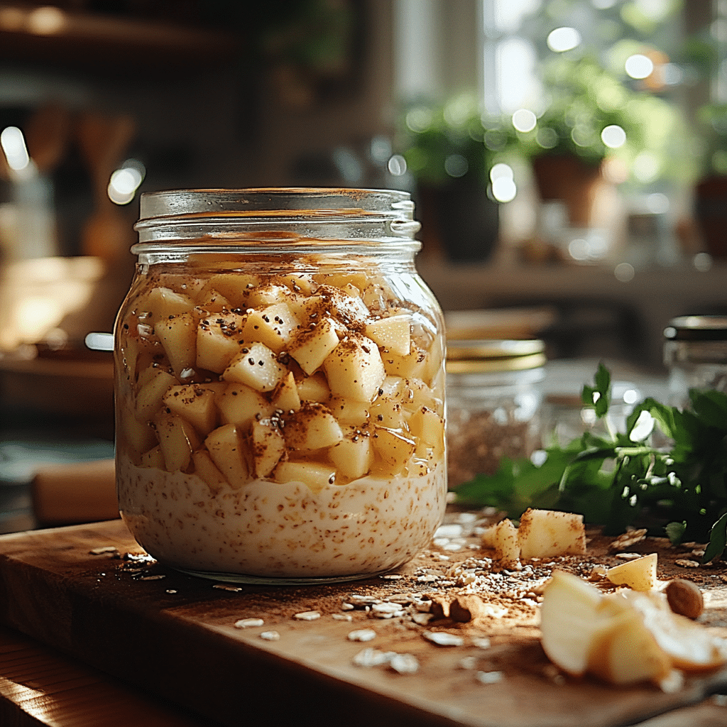 step-by-step prep of apple cinnamon overnight oats