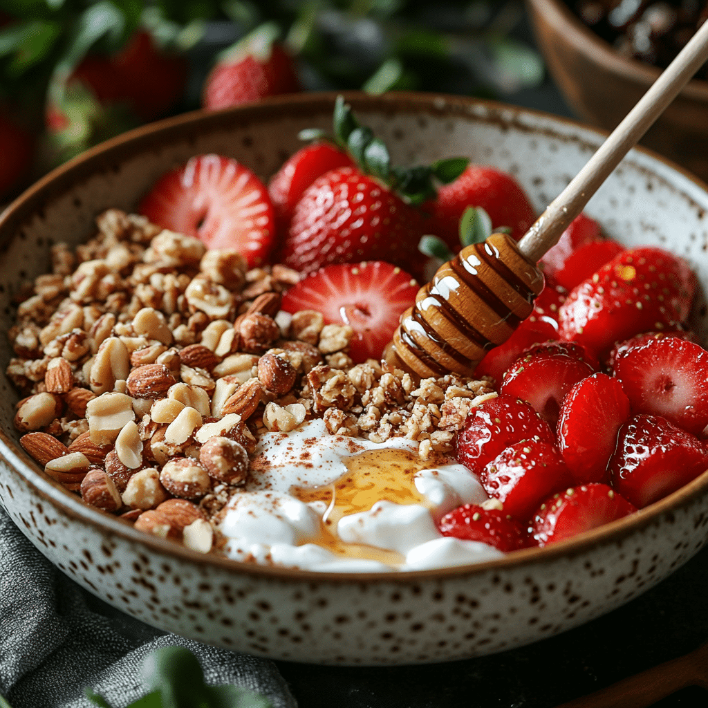 Step-by-step preparation of Greek yogurt breakfast bowl