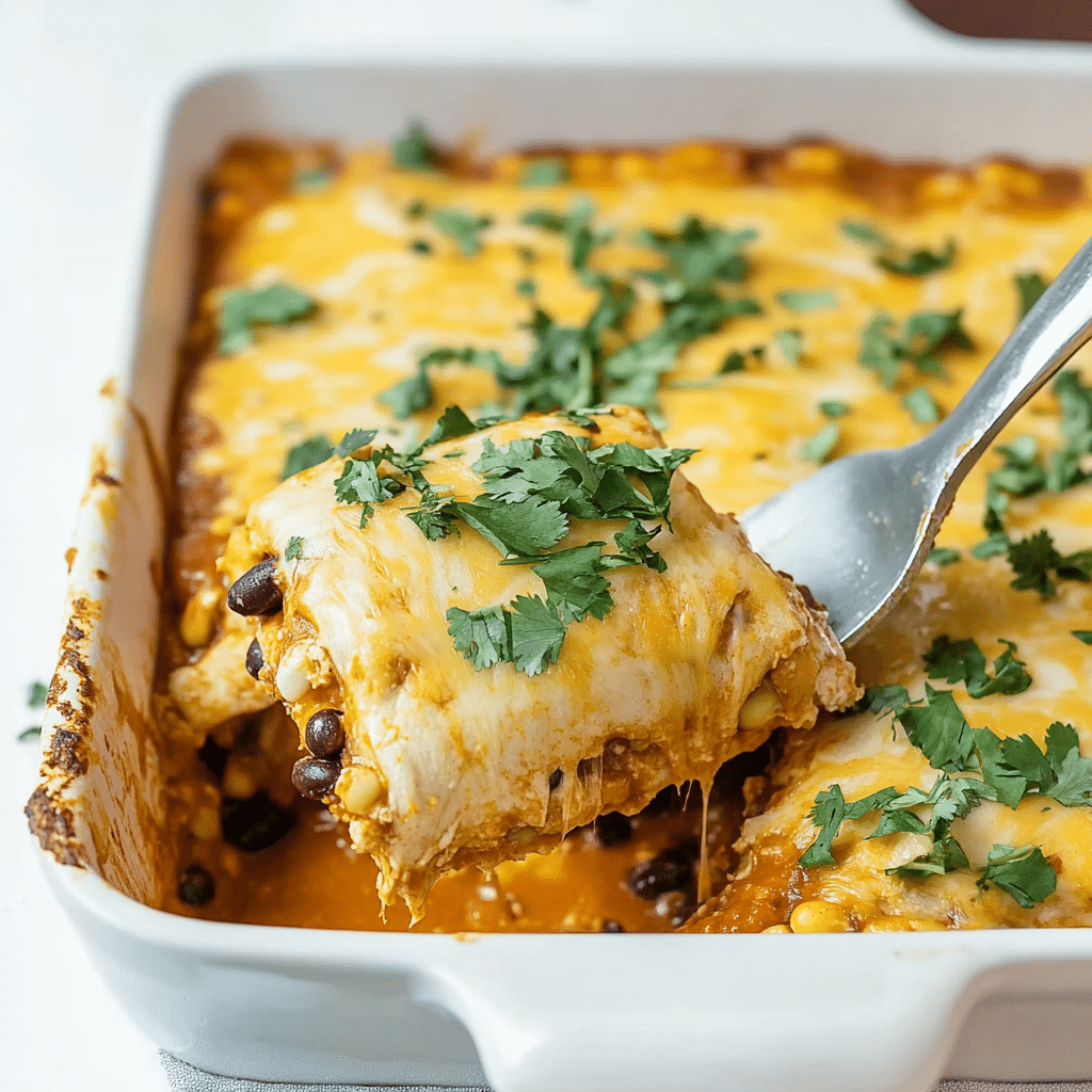 vegan-enchiladas-featured-image Vegan enchilada close-up with melted vegan cheese and cilantro