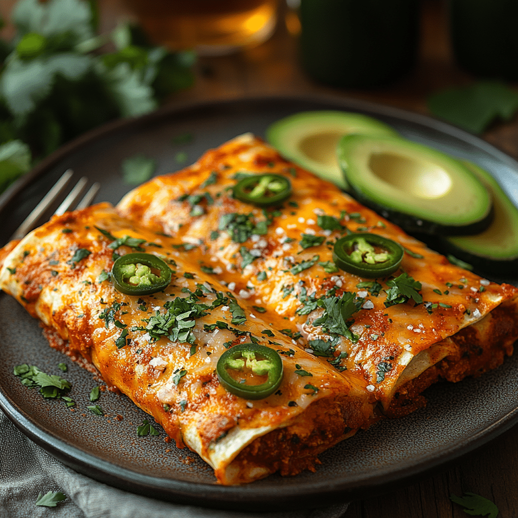 vegan-enchiladas-served-plate Served vegan enchiladas with toppings