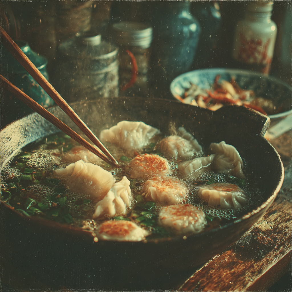 boiling-frozen-dumplings Boiling frozen soup dumplings in broth