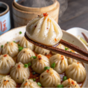 MiLa Vegan Soup Dumplings product pouch on kitchen counter